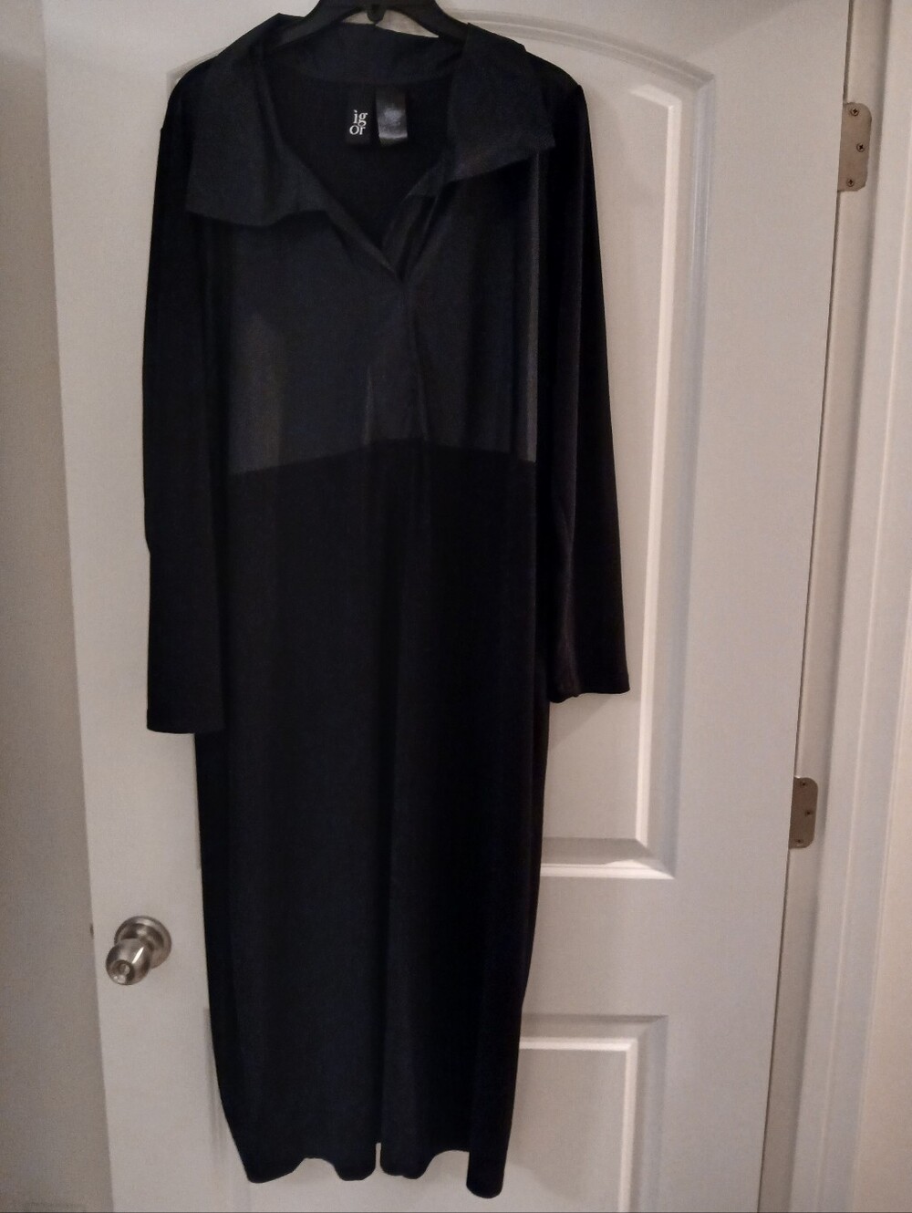 Satin BODICE Black Long Sleeve Maxi Dress